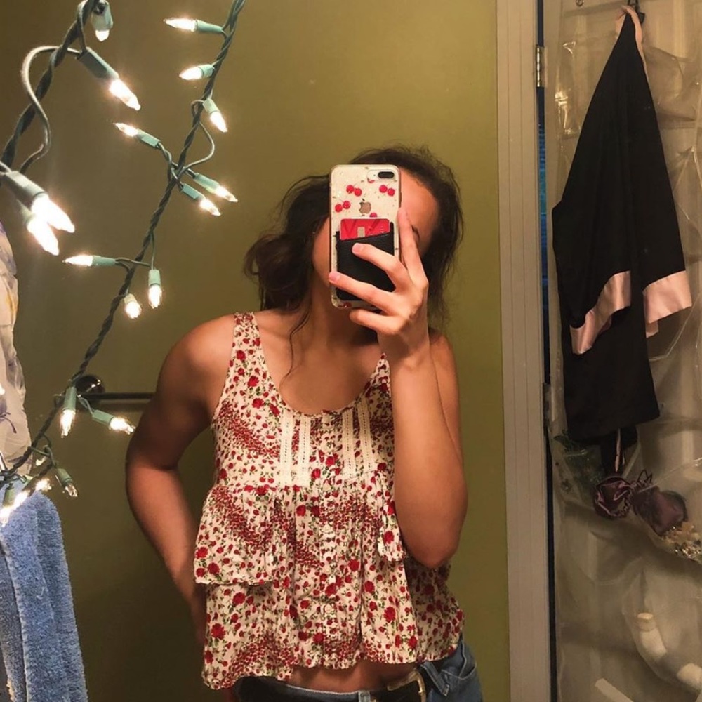 cute red floral tank:)